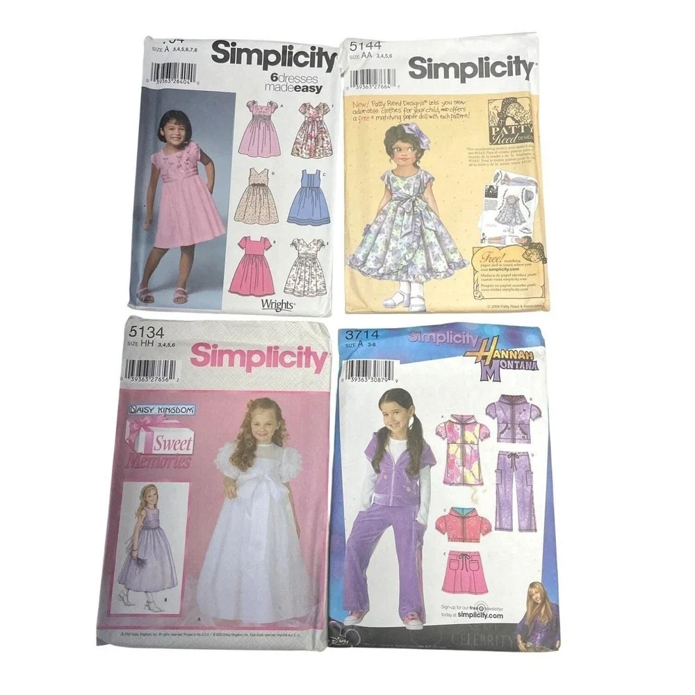 Simplicity Sewing Pattern Lot of 4 Patterns UNCUT Girls Pants Top Dresses sz 3-8